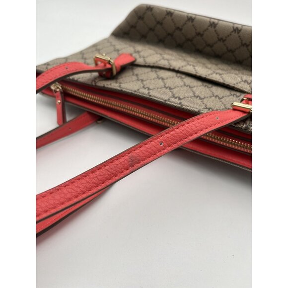 Anne Klein Pre- Owned Shoulder Bag Tan Trim - Pink Strap Gold AK Logo - Picture 7 of 13